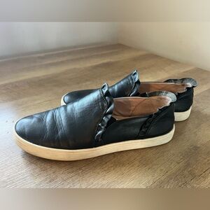Kate Spade ♠️ Black Leather Slip-On Loafers with Elastic Goring